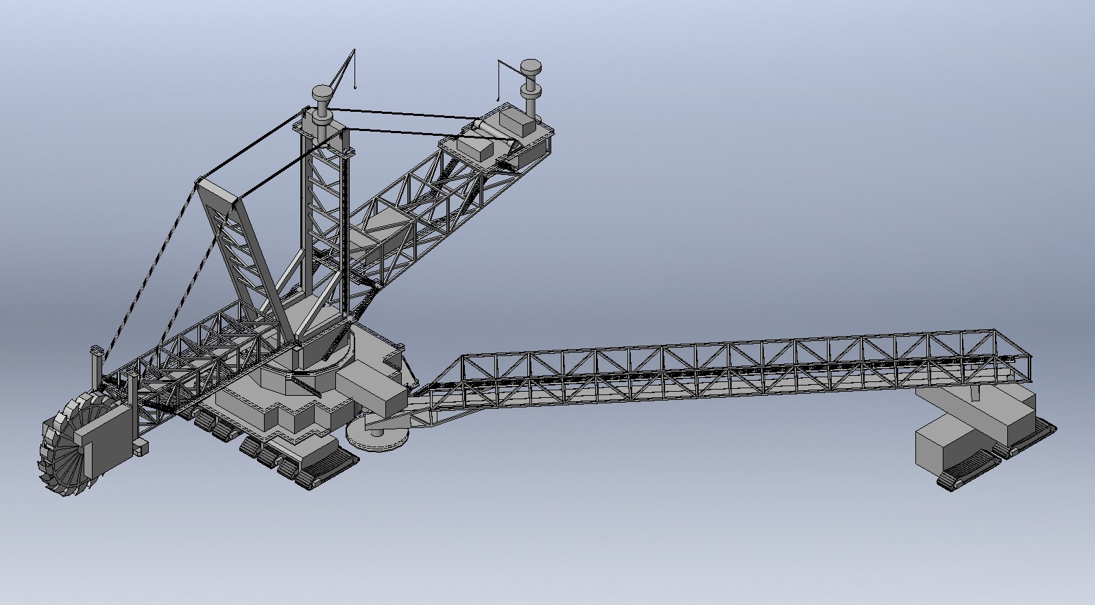 288型轮斗挖掘机简易模型3D图纸 Solidworks设计